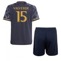 Koszulka piłkarska Real Madrid Federico Valverde #15 Strój wyjazdowy dla dzieci 2023-24 tanio Krótki Rękaw (+ Krótkie spodenki)